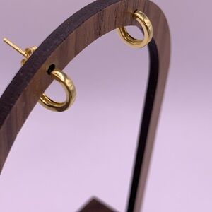 Tiny Gold Tone Sterling Hoop Earrings NWOT